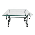 Wrought Iron Scrollwork Glass Top Coffee Table