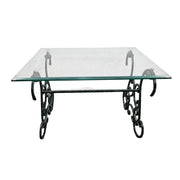 Wrought Iron Scrollwork Glass Top Coffee Table