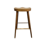 Rustic Carved Wood Saddle Seat Bar Stool