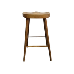 Rustic Carved Wood Saddle Seat Bar Stool
