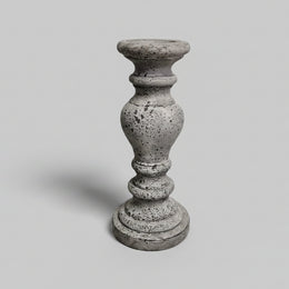 Large Sculptural Rustic Pitted Concrete Pillar Candle Stand