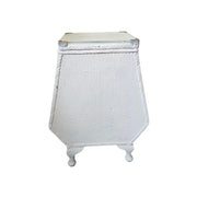 Rare Lloyd Loom Hexagon White Linen Basket with Glass Top