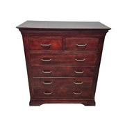 Elegant Deep Mahogany Finish 6-Drawer Tallboy Chest