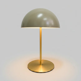 Olive Green Dome Metal Desk Lamp with Brushed Brass Base