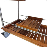 Mid-Century Modern Rolling Bar Cart with Slate Inlay