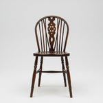 Antique English 19th Century Windsor Wheelback Solid Wood Dining Chair