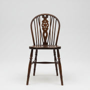 Antique English 19th Century Windsor Wheelback Solid Wood Dining Chair