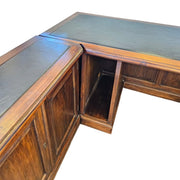 Heritage Solid Wood L-Shape Executive Desk with Leather Top