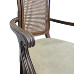 Extravagant French Provincial Extendable Wooden Dining Table and Rattan Chair Set