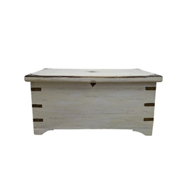 Charming Whitewash Accent Chest with Metal Detail
