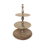Gleaming Muted Brass Three Tier Serving Display Stand