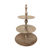 Gleaming Muted Brass Three Tier Serving Display Stand