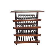 Anglo-Indian Solid Wood Tiered Canterbury Magazine Rack Side Table