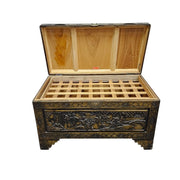 Stately Chinese Hand Carved Camphor Wood Storage Trunk