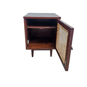 Bohemian Woven Rattan Wood Bedside Table