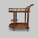 Victorian Style Turned Wood Rolling Beverage Bar Trolley