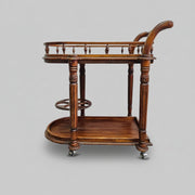 Victorian Style Turned Wood Rolling Beverage Bar Trolley