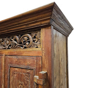 Imposing Indian Style Hand Carved Two Door Solid Wood Cabinet
