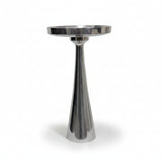 Polished Nickel Finish Metal Pedestal Plant Holder Stand