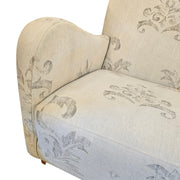 Graceful Baroque Pattern Cream Fabric Armchair with Tapered Timber Legs