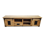 Factory Chic Reclaimed Style Mango Wood Barn Door TV Unit