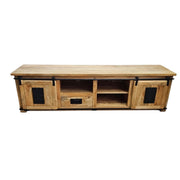 Factory Chic Reclaimed Style Mango Wood Barn Door TV Unit