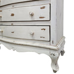 Vintage French Provincial Distressed White 5-Drawer Chest