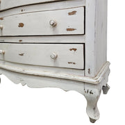 Vintage French Provincial Distressed White 5-Drawer Chest