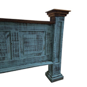 Distressed Teal Wooden King-Sized Bed Frame