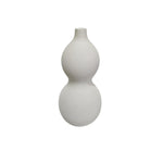 Off-White Ribbed Ceramic Double-Gourd Decorative Vase