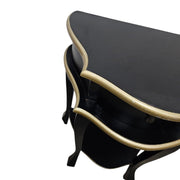 Elegant French Provincial Black & Gold Kidney Side Table