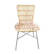 Boho-Chic Rattan Accent Chair with Slender Metal Legs