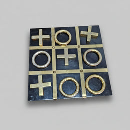 Bespoke Retro Style Black and Gold Decorative Tic-Tac-Toe Coffee Table Game