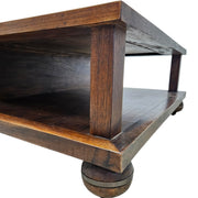Heritage Solid Wood Multi Panel Low Profile Coffee Table with Drawer