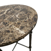 Neoclassical Style Faux Marble and Twisted Metal Round Side Table