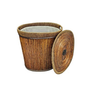 Rustic Style Large Rattan and Split Bamboo Storage Basket with Lid