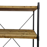 Rugged Industrial Iron Pipe Wood Bookshelf