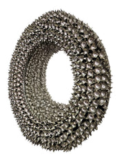 THE One Bella Donna Handmade Polished Nickel Floral Round Wall Mirror