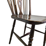 Antique English 19th Century Windsor Wheelback Solid Wood Dining Chair
