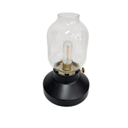 Ikea Industrial Style Matte Black Metal and Glass Hurricane Table Lamp