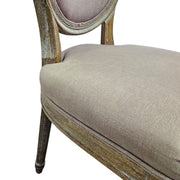 Refined Louis XVI Style Natural Wood Oval Back Upholstered Dining Chair