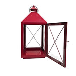 Vibrant Crimson Red Metal Farmhouse Style Candle Lantern