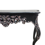 Upcycled Baroque Style Hand Carved Black Console Table