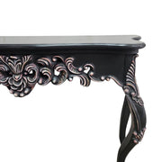 Upcycled Baroque Style Hand Carved Black Console Table