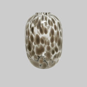 Artisan Mottled Brown and Clear Glass Oval Tortoiseshell Vase