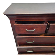 Elegant Deep Mahogany Finish 6-Drawer Tallboy Chest