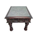 Elegant Mahogany Finished Side Table with Protective Glass Top