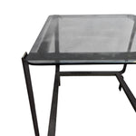 Sculptural Industrial Grey Metal and Glass Top Side Tables