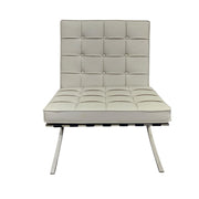 Mid-Century Style Beige Leather Tufted Barcelona Style Lounge Chair