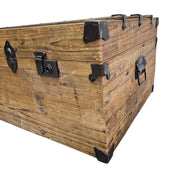 Rustic Style Natural Timber Cleated Top Steamer Trunk